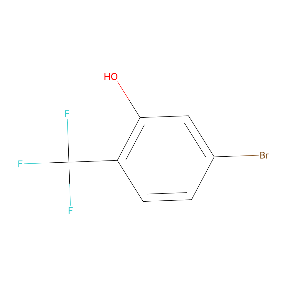 5-Bromo-2-(trifluoromethyl)phenol molecular structure, CAS 1121585-15-6