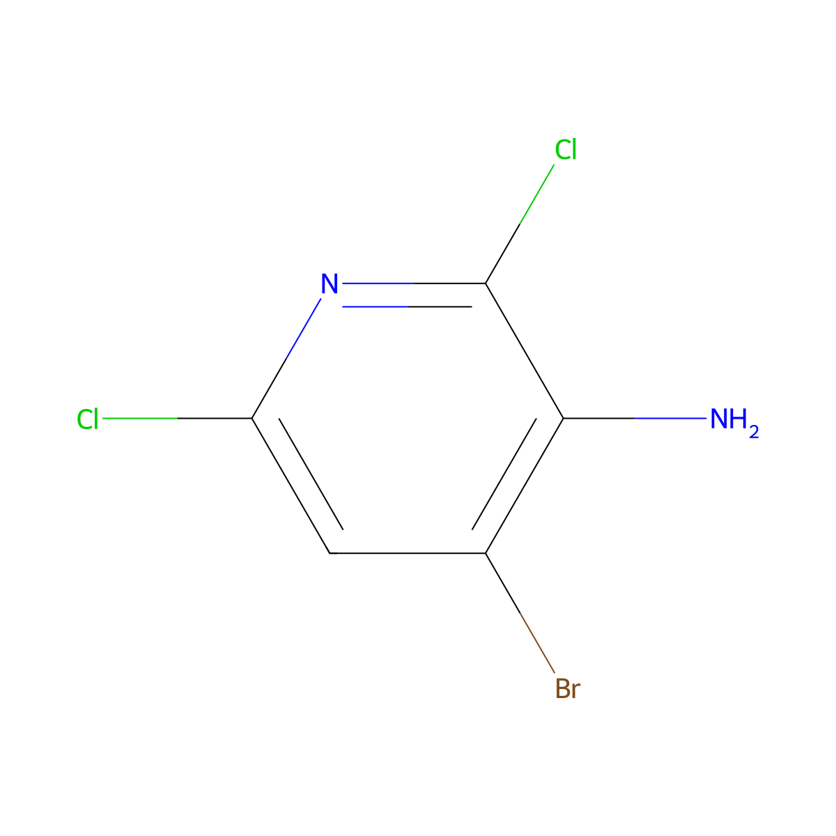 4-Bromo-2,6-dichloropyridin-3-amine molecular structure, CAS 1121586-37-5