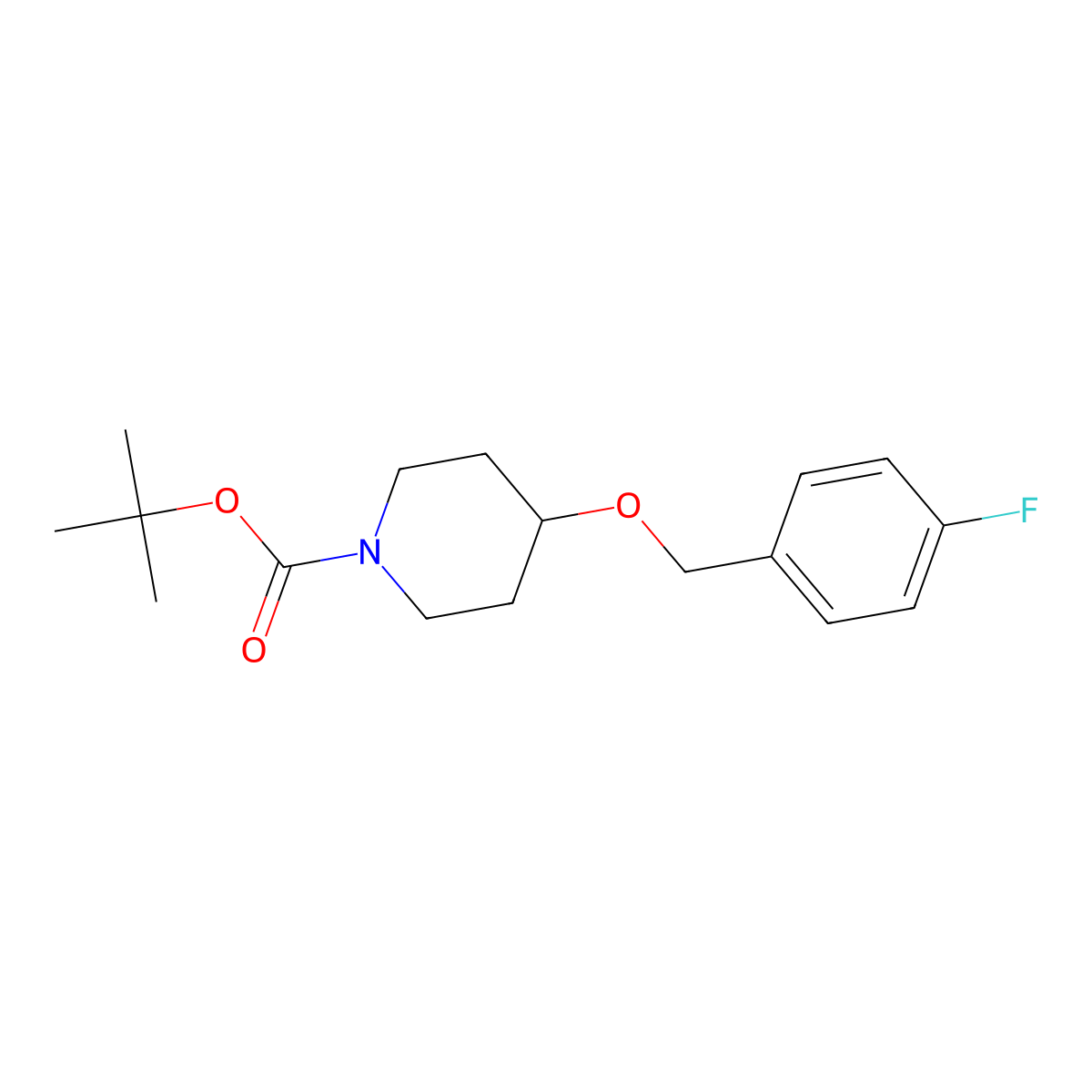 Tert-butyl 4-((4-fluorobenzyl)oxy)piperidine-1-carboxylate molecular structure, CAS 1121587-29-8