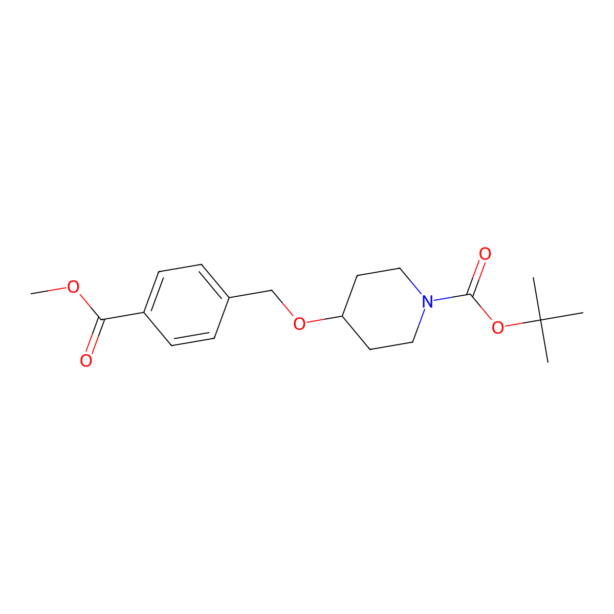 tert-Butyl 4-{[4-(methoxycarbonyl)phenyl]methoxy}piperidine-1-carboxylate molecular structure, CAS 1121587-34-5