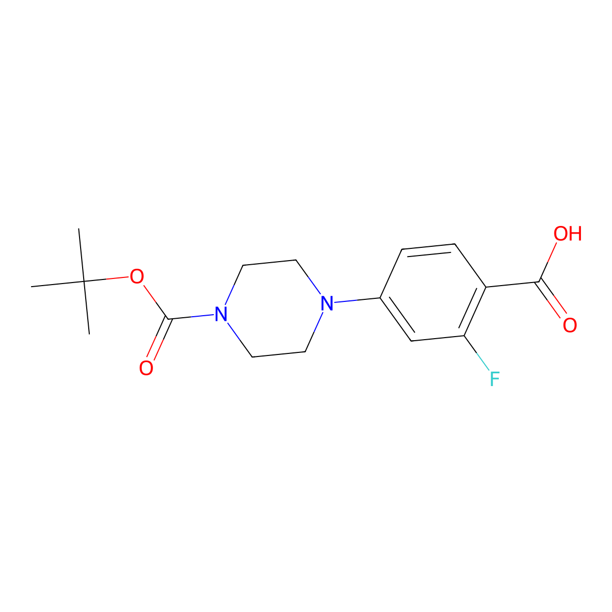 4-(4-(Tert-butoxycarbonyl)piperazin-1-yl)-2-fluorobenzoic acid molecular structure, CAS 1121596-45-9