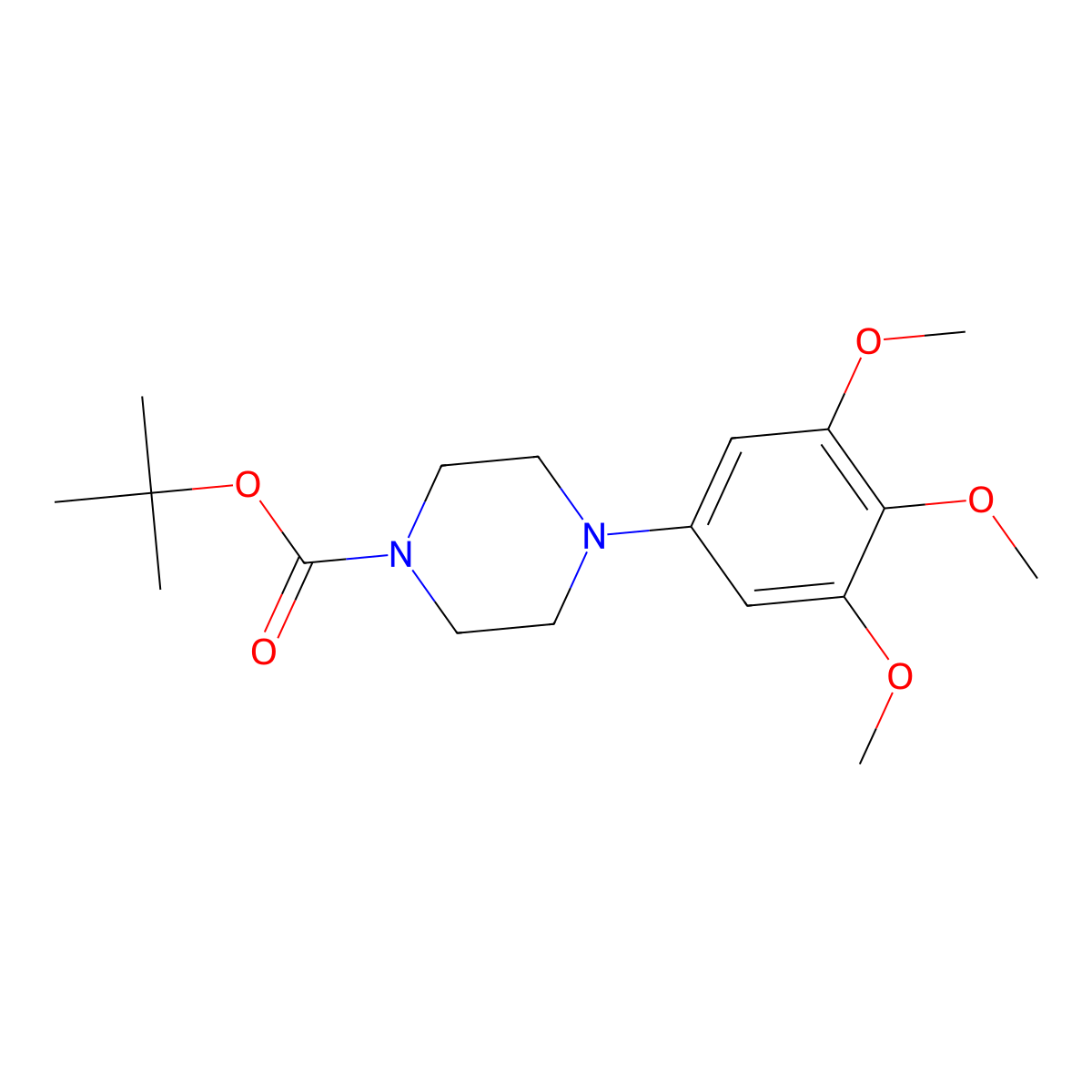 Tert-butyl 4-(3,4,5-trimethoxyphenyl)piperazine-1-carboxylate molecular structure, CAS 1121596-68-6