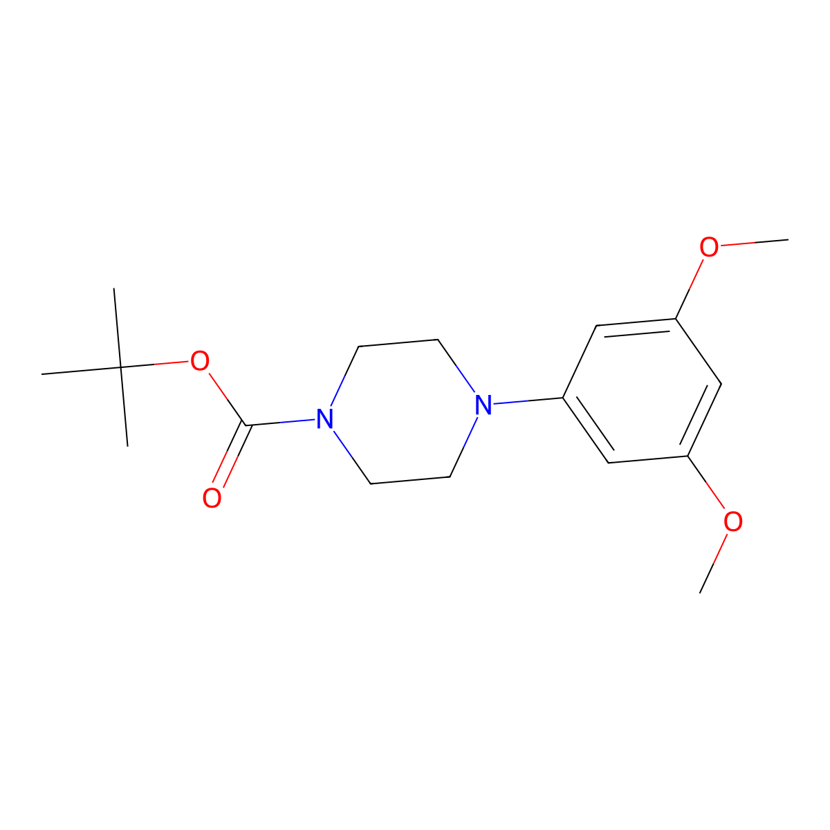 Tert-butyl 4-(3,5-dimethoxyphenyl)piperazine-1-carboxylate molecular structure, CAS 1121596-71-1