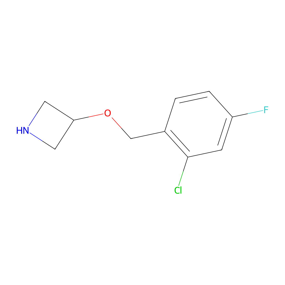 3-((2-Chloro-4-fluorobenzyl)oxy)azetidine molecular structure, CAS 1121598-13-7