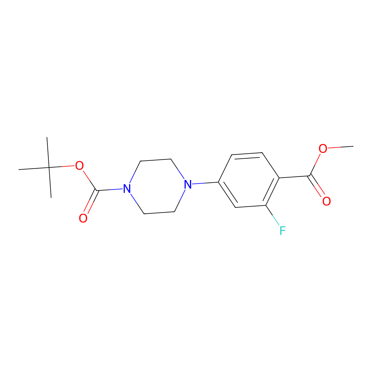 Tert-butyl 4-(3-fluoro-4-(methoxycarbonyl)phenyl)piperazine-1-carboxylate molecular structure, CAS 1121599-68-5