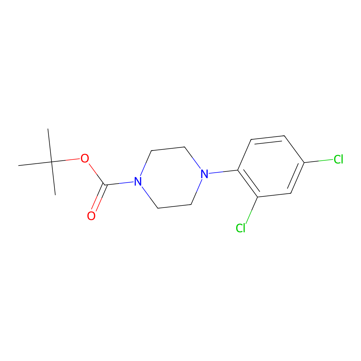 Tert-butyl 4-(2,4-dichlorophenyl)piperazine-1-carboxylate molecular structure, CAS 1121599-74-3