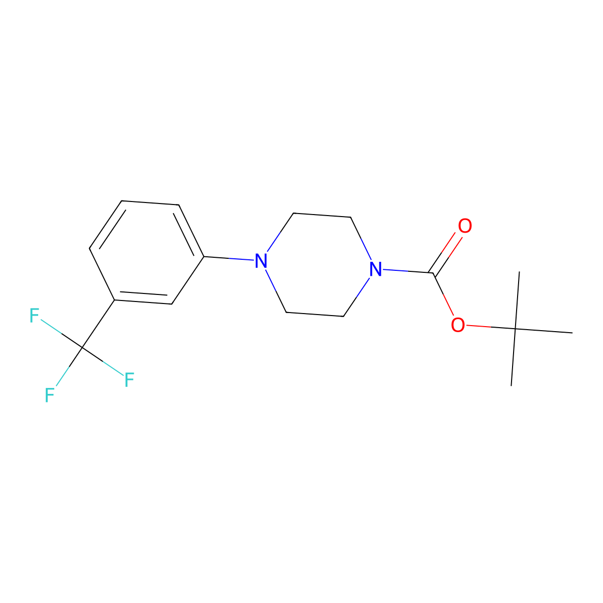 Tert-butyl 4-(3-(trifluoromethyl)phenyl)piperazine-1-carboxylate molecular structure, CAS 1121599-88-9
