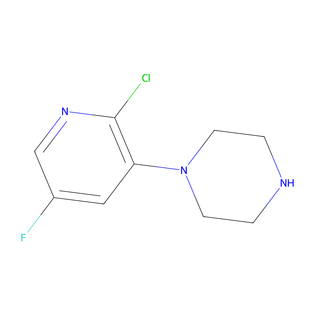 1-(2-Chloro-5-fluoropyridin-3-yl)piperazine molecular structure, CAS 1121600-42-7