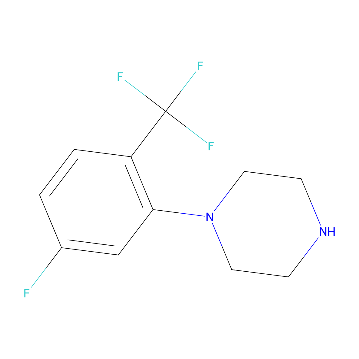 1-[5-Fluoro-2-(trifluoromethyl)phenyl]piperazine molecular structure, CAS 1121600-48-3