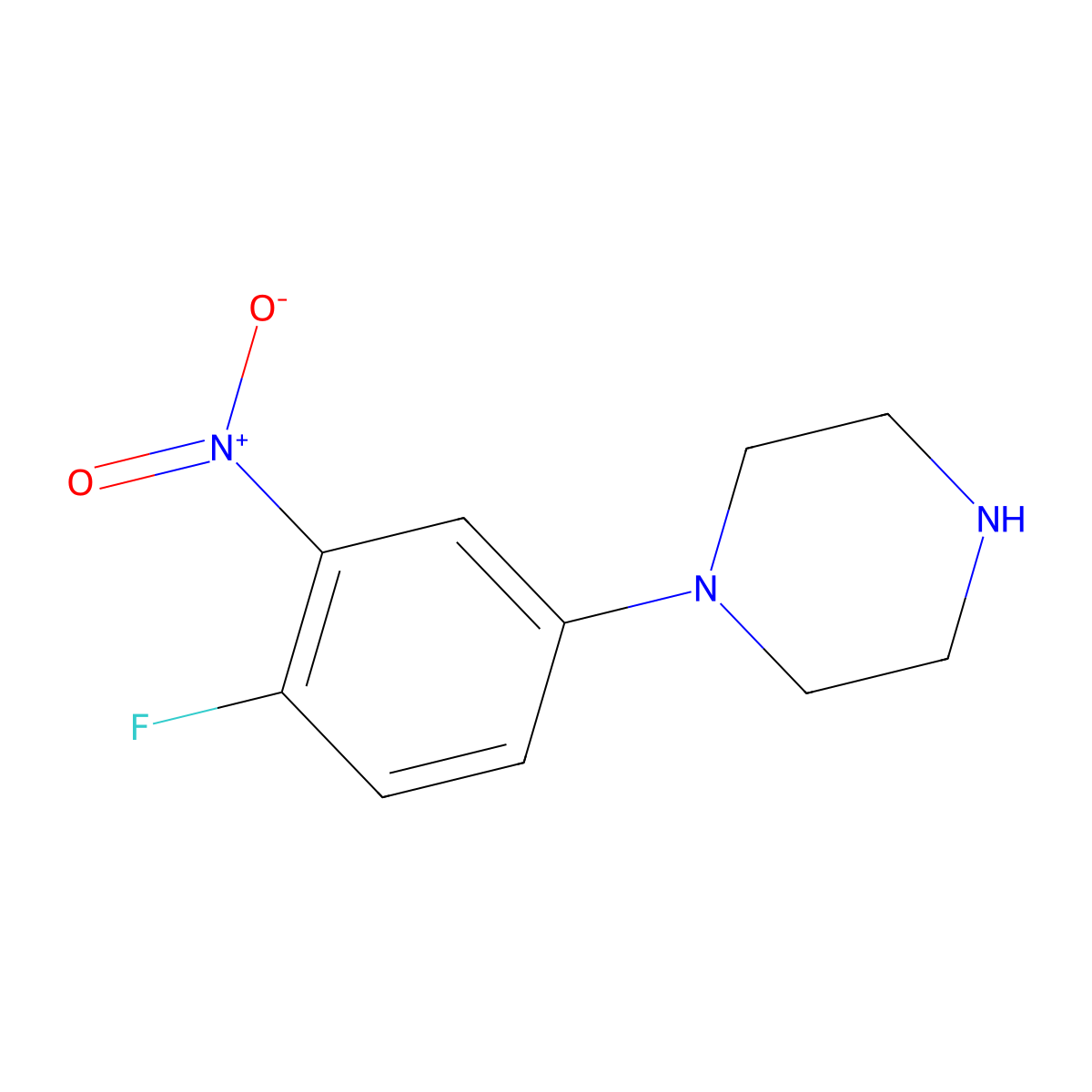 1-(4-Fluoro-3-nitrophenyl)piperazine molecular structure, CAS 1121610-09-0