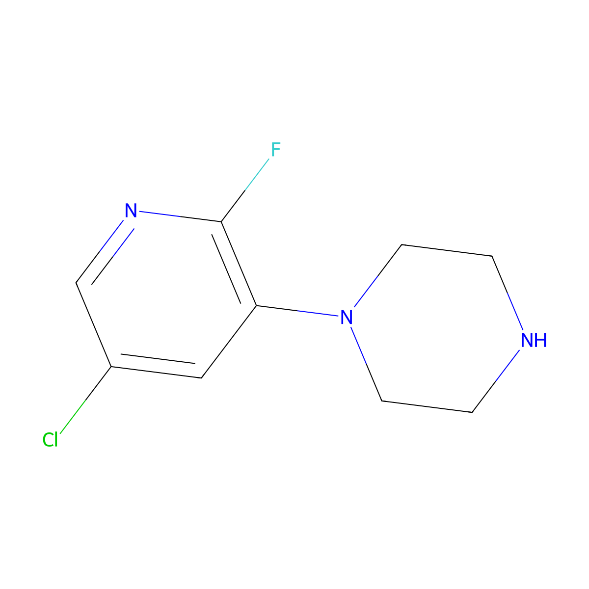 1-(5-Chloro-2-fluoropyridin-3-yl)piperazine molecular structure, CAS 1121613-47-5