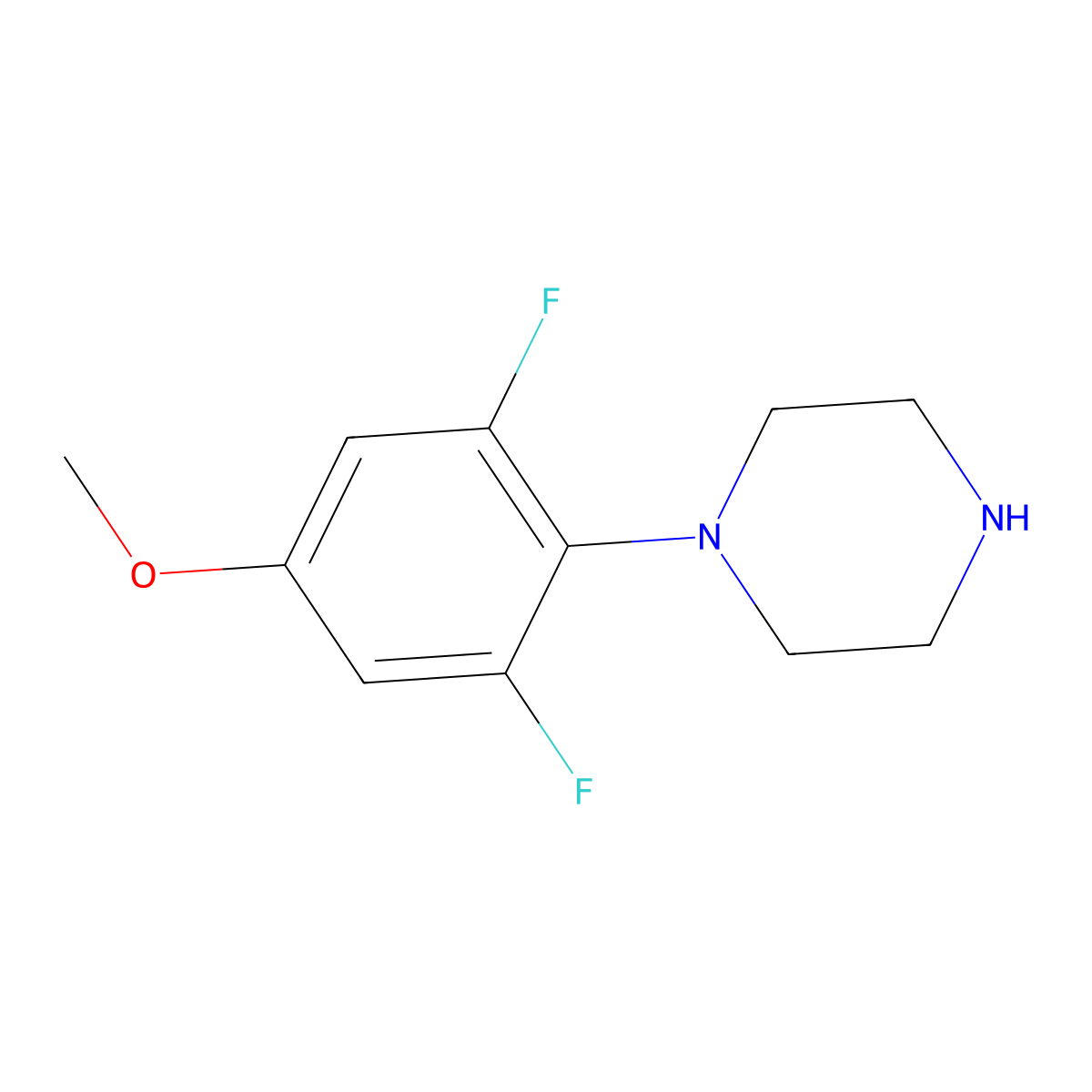 1-(2,6-Difluoro-4-methoxyphenyl)piperazine molecular structure, CAS 1121613-63-5