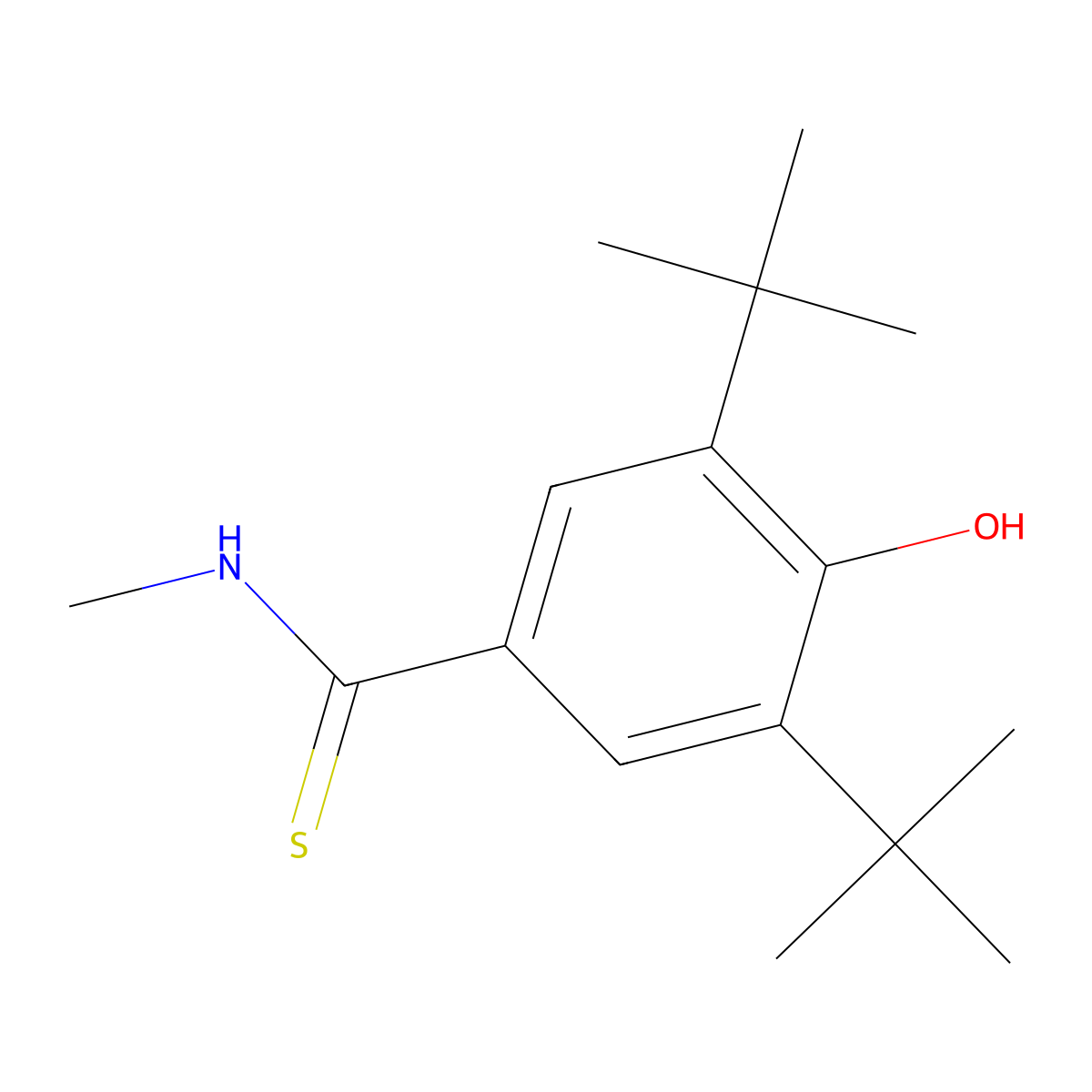3,5-Ditert-butyl-4-hydroxy-N-methylbenzenecarbothioamide molecular structure, CAS 112163-08-3