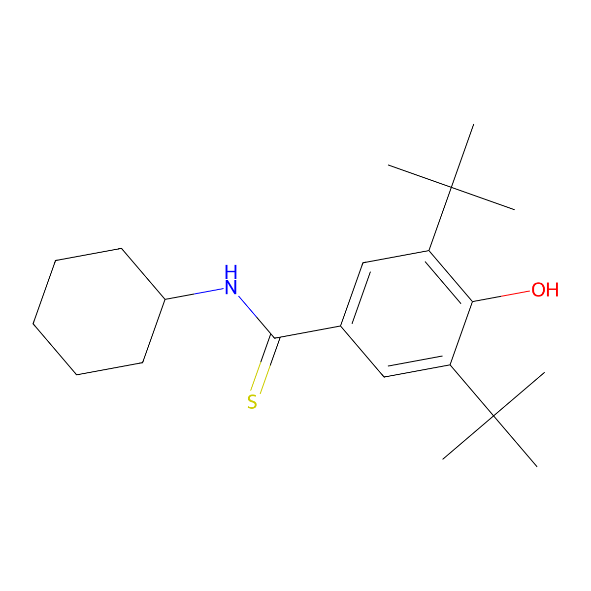 2,6-Bis(tert-butyl)-4-[(cyclohexylamino)thioxomethyl]phenol molecular structure, CAS 112163-10-7
