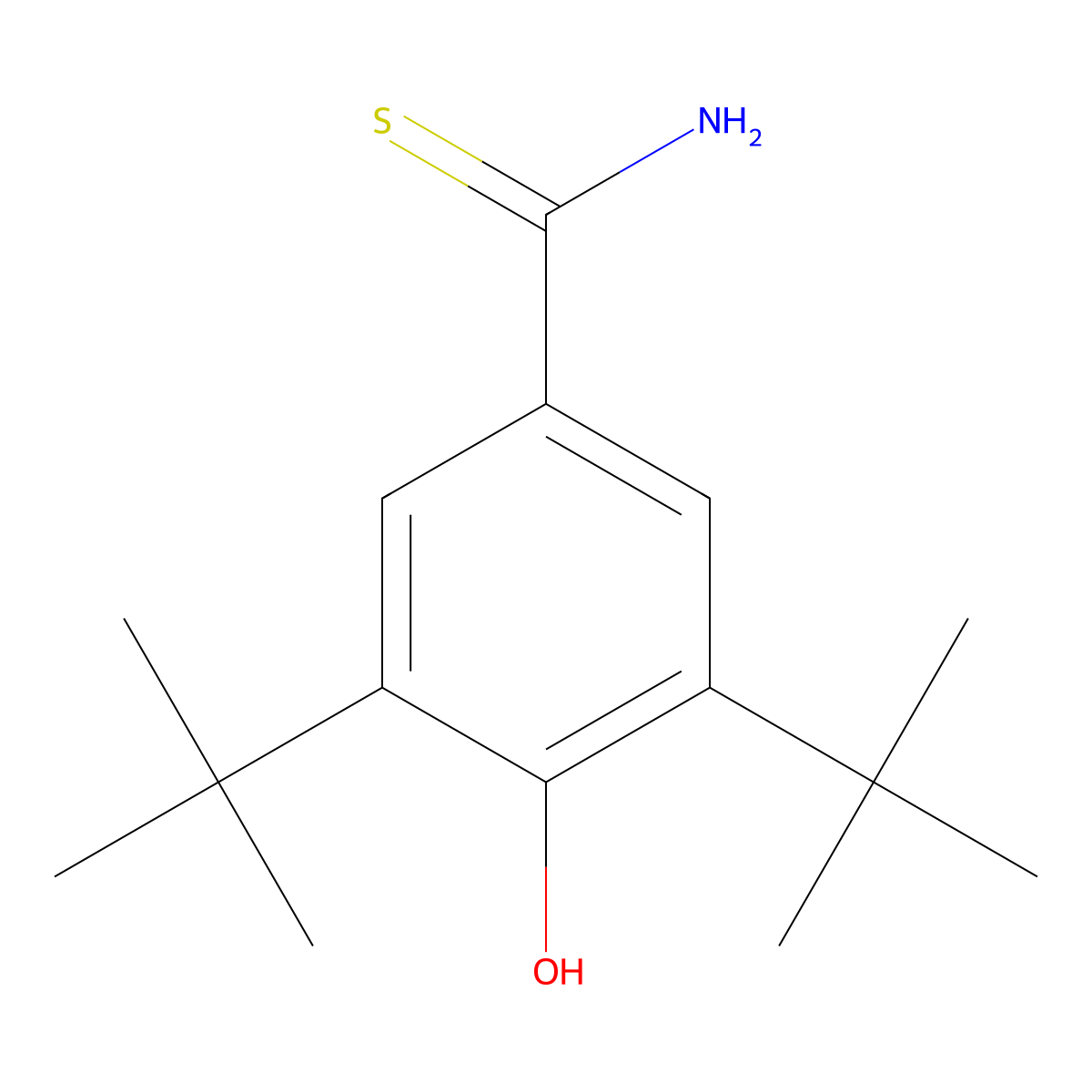 3,5-Di-tert-butyl-4-hydroxybenzene-1-carbothioamide molecular structure, CAS 112163-13-0