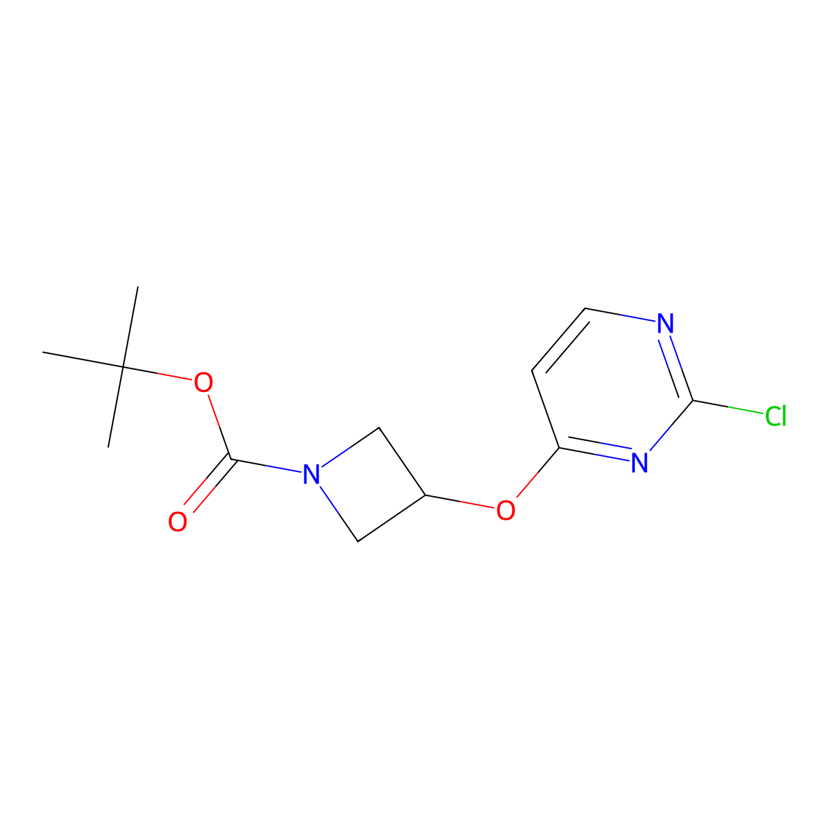 Tert-butyl 3-((2-chloropyrimidin-4-yl)oxy)azetidine-1-carboxylate molecular structure, CAS 1121633-27-9