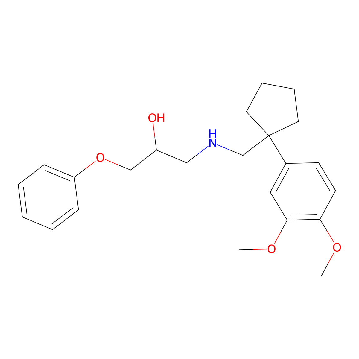 1-[[1-(3,4-Dimethoxyphenyl)cyclopentyl]methylamino]-3-phenoxypropan-2-ol molecular structure, CAS 112166-00-4
