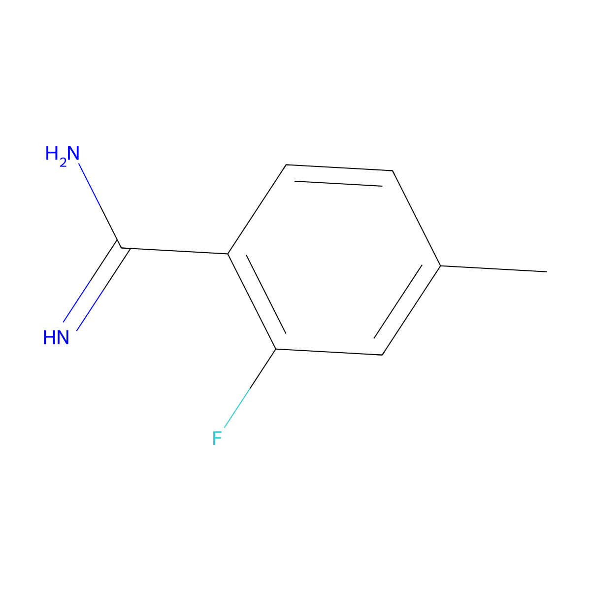 2-Fluoro-4-methylbenzene-1-carboximidamide molecular structure, CAS 1121698-27-8