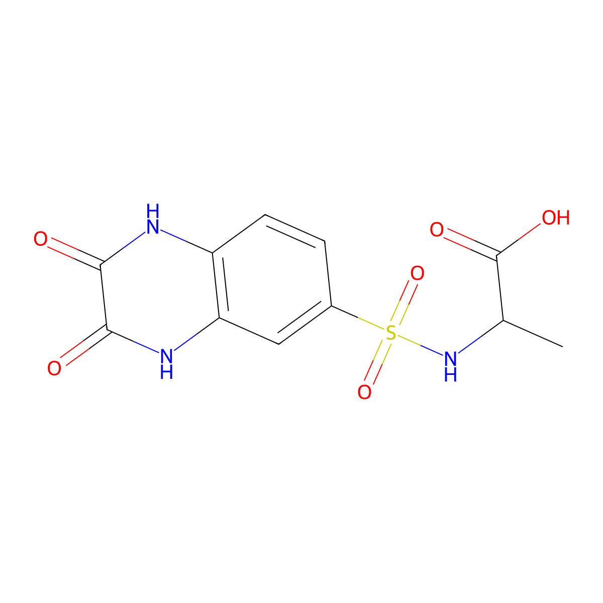 2-(2,3-Dioxo-1,2,3,4-tetrahydroquinoxaline-6-sulfonamido)propanoic acid molecular structure, CAS 112170-24-8