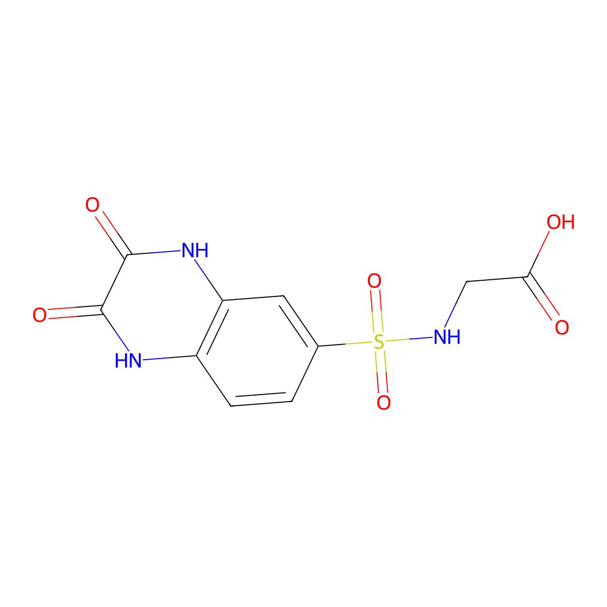 N-(2,3-Dioxo-1,2,3,4-tetrahydroquinoxaline-6-sulfonyl)glycine molecular structure, CAS 112170-26-0