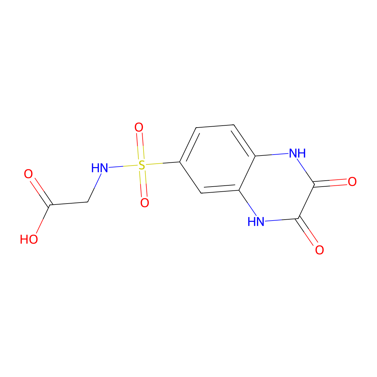 N-(2,3-Dioxo-1,2,3,4-tetrahydroquinoxaline-6-sulfonyl)glycine molecular structure, CAS 112170-26-0