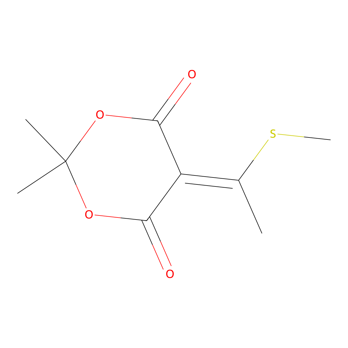 1,3-Dioxane-4,6-dione, 2,2-dimethyl-5-[1-(methylthio)ethylidene]- molecular structure, CAS 112182-59-9