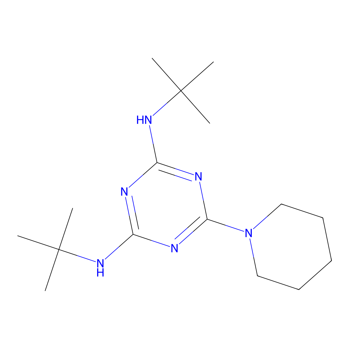 2-N,4-N-ditert-butyl-6-piperidin-1-yl-1,3,5-triazine-2,4-diamine molecular structure, CAS 112192-80-0