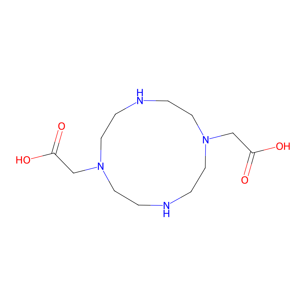 1,4,7,10-Tetraazacyclododecane-1,7-diacetic acid molecular structure, CAS 112193-75-6