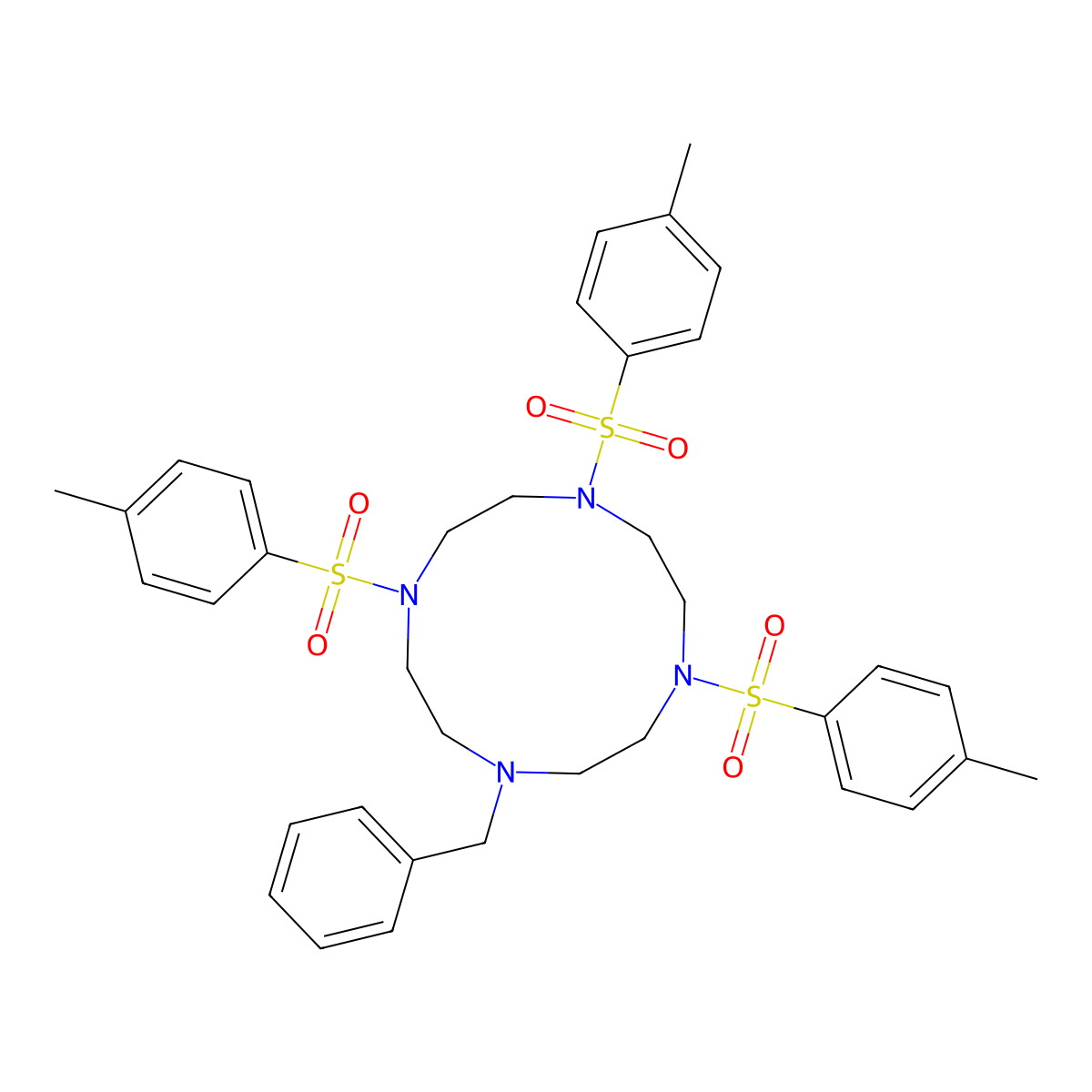1-Benzyl-4,7,10-tris-(toluene-4-sulfonyl)-1,4,7,10-tetraaza-cyclododecane molecular structure, CAS 112193-80-3