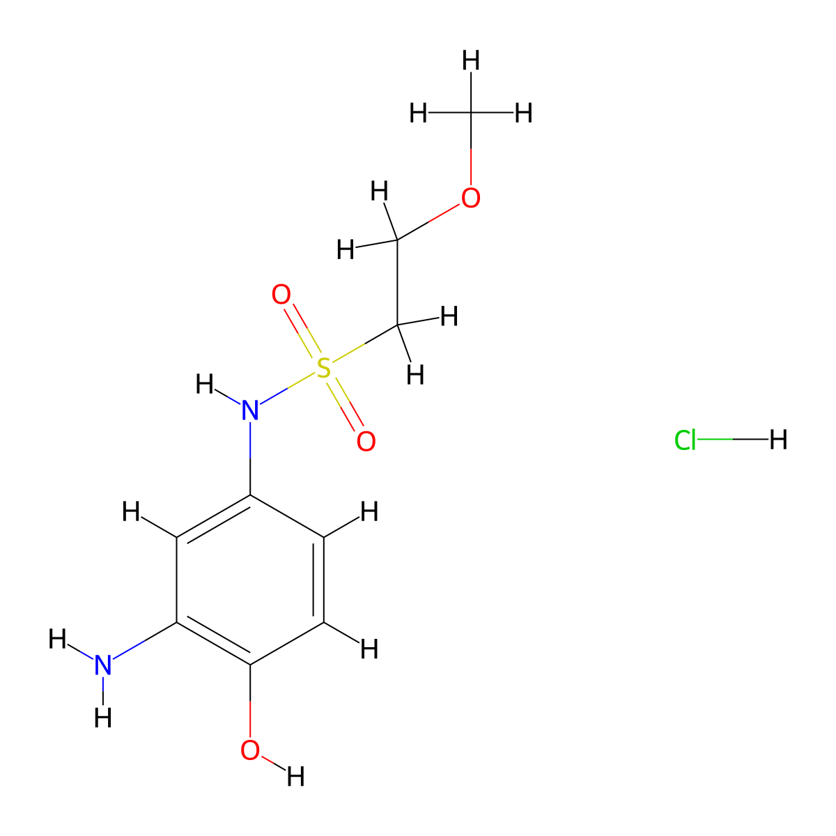 3-amino-4-hydroxy-N-(2-methoxyethyl)benzenesulfonamide,hydrochloride molecular structure, CAS 112195-27-4
