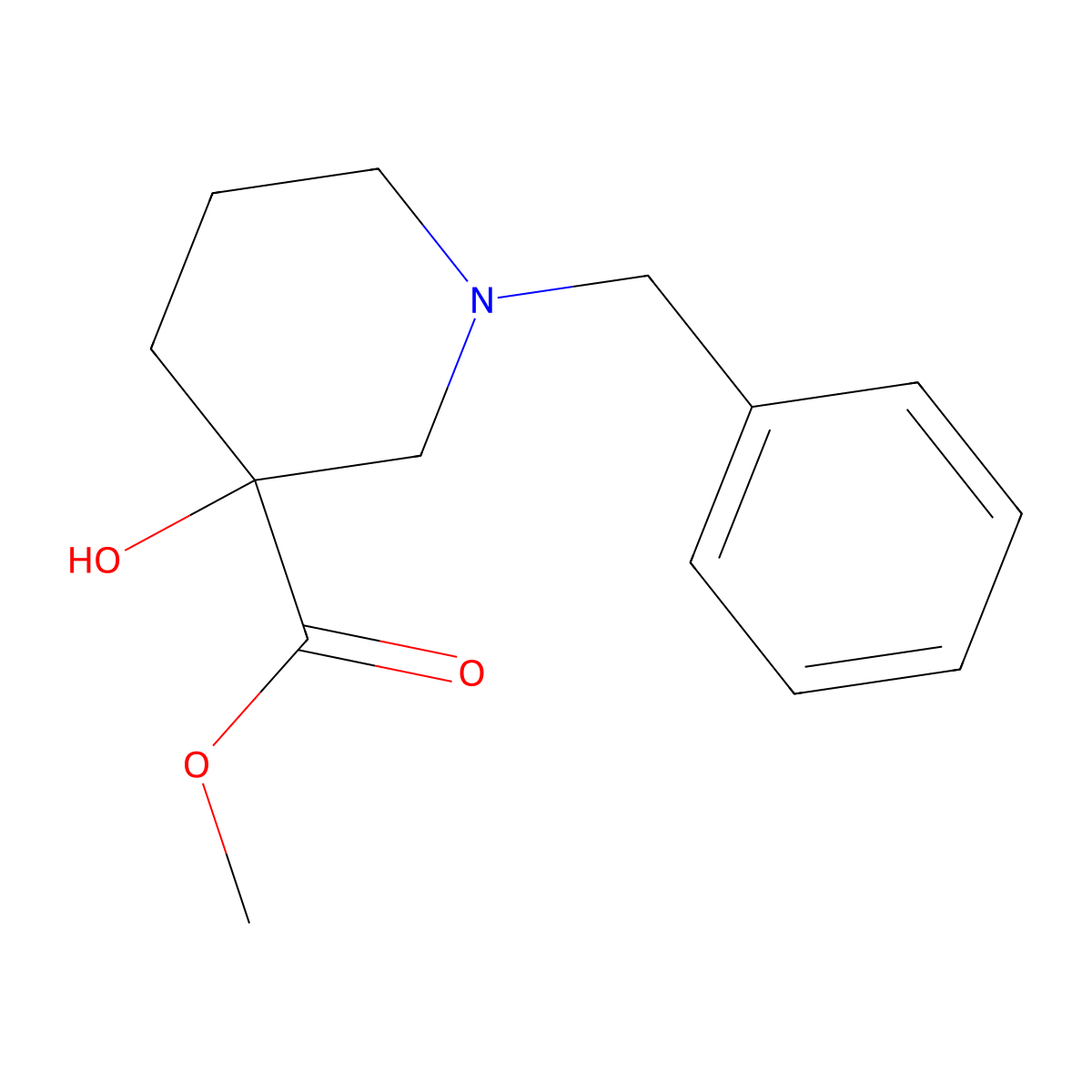 Methyl 1-benzyl-3-hydroxypiperidine-3-carboxylate molecular structure, CAS 112197-88-3