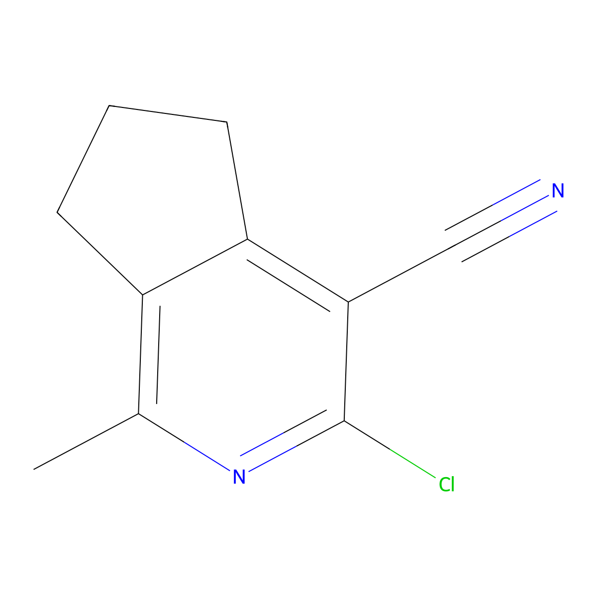 3-chloro-1-methyl-5H,6H,7H-cyclopenta[c]pyridine-4-carbonitrile molecular structure, CAS 1122022-83-6