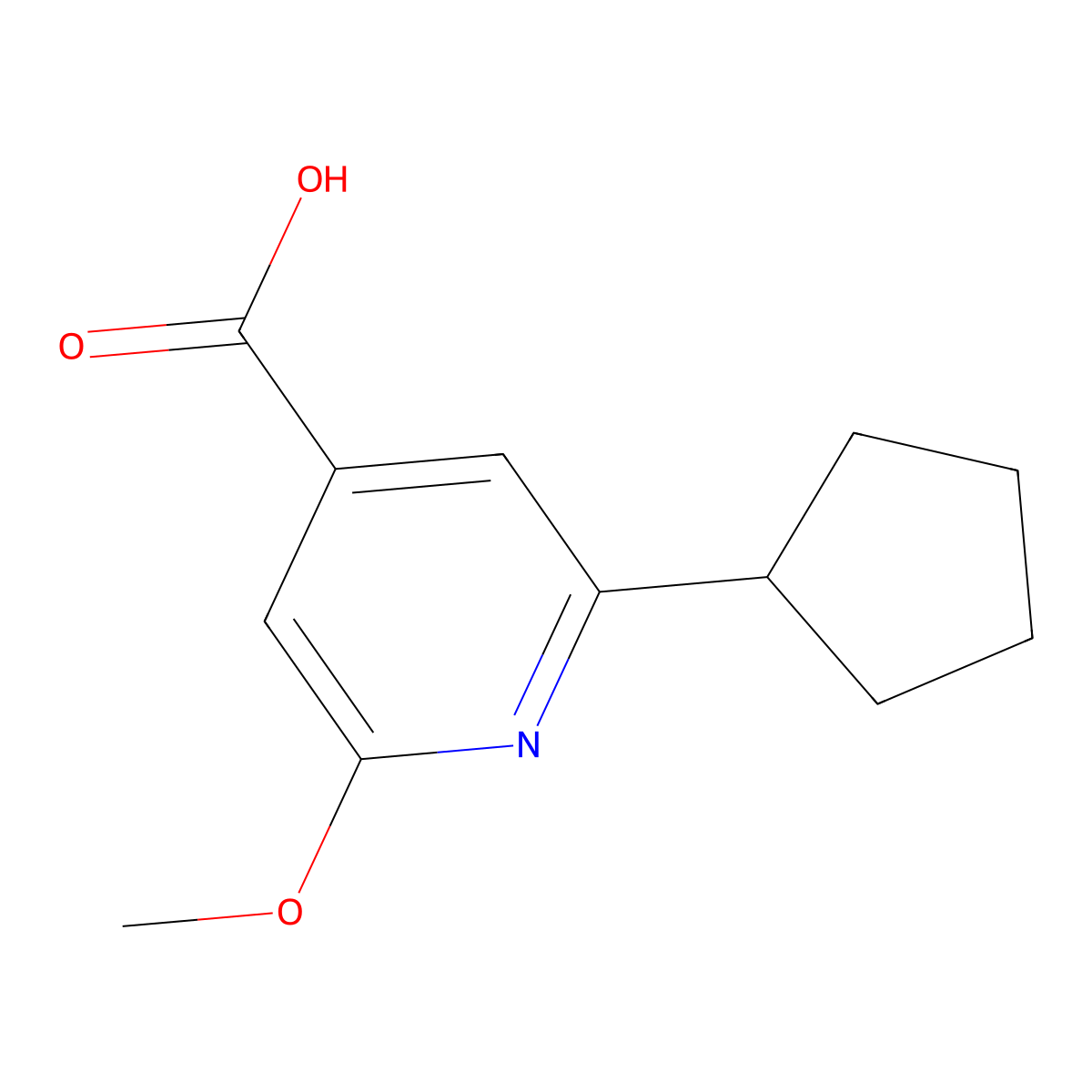2-Cyclopentyl-6-methoxyisonicotinic acid molecular structure, CAS 1122089-67-1