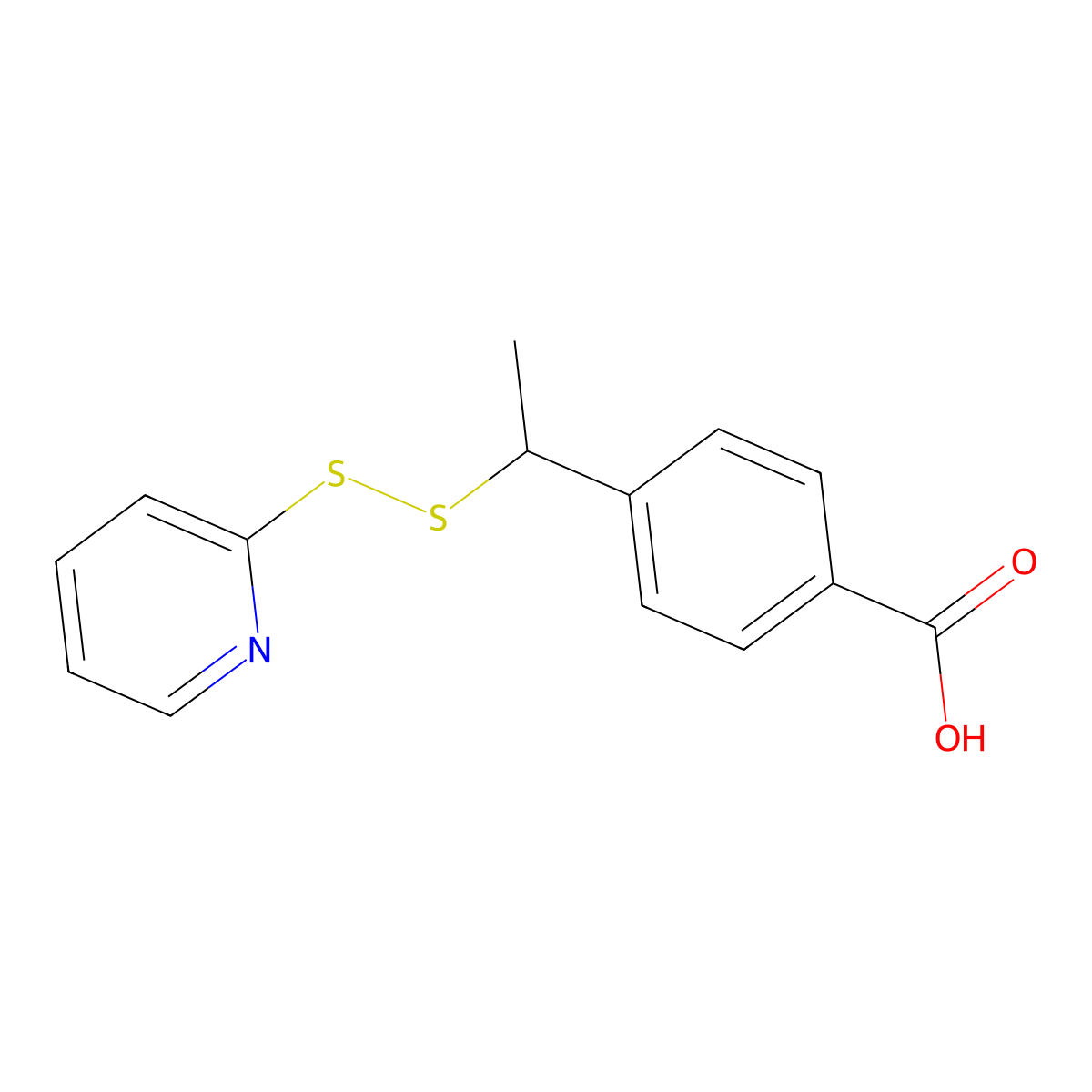 4-(1-(Pyridin-2-yldisulfaneyl)ethyl)benzoic acid molecular structure, CAS 112241-25-5