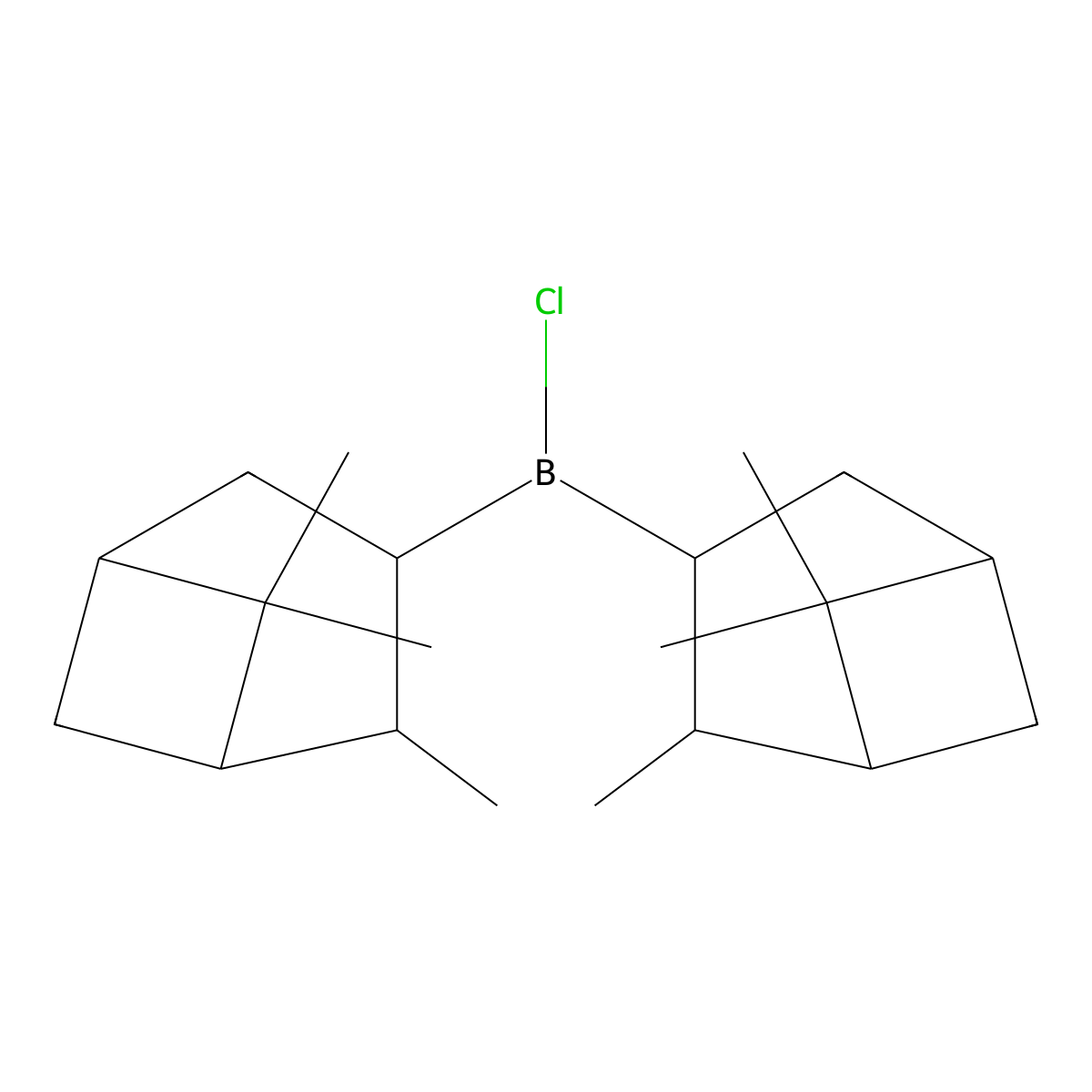 Chlorobis((1S,2R,3S,5S)-2,6,6-trimethylbicyclo(3.1.1)hept-3-yl)borane molecular structure, CAS 112246-73-8