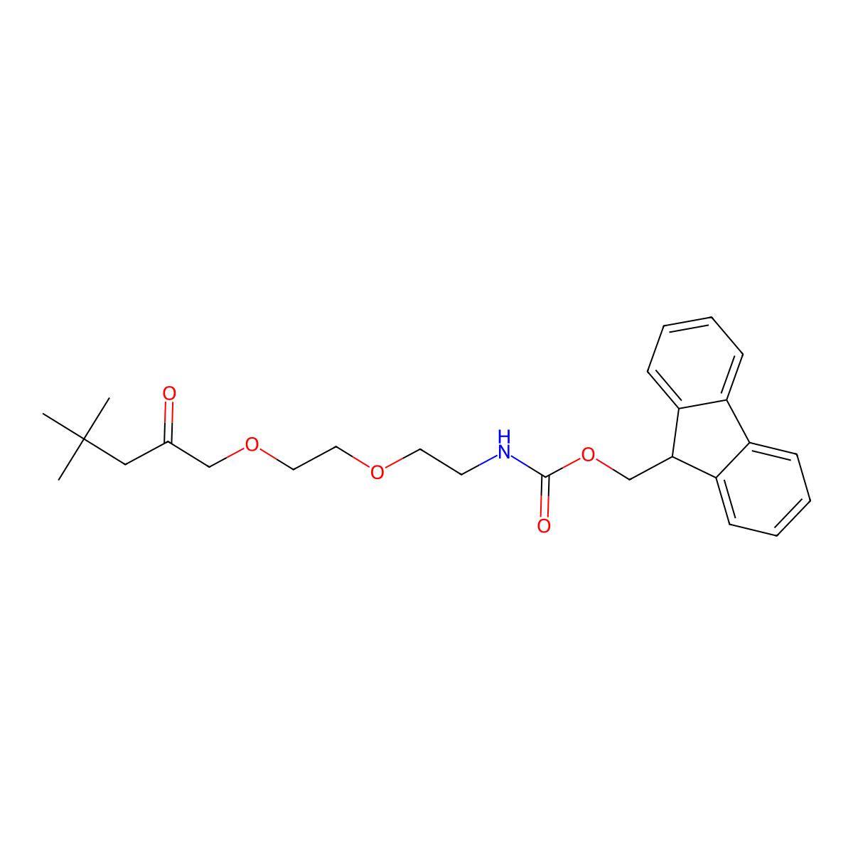 (9H-fluoren-9-yl)methyl (2-(2-((4,4-dimethyl-2-oxopentyl)oxy)ethoxy)ethyl)carbamate molecular structure, CAS 1122484-78-9