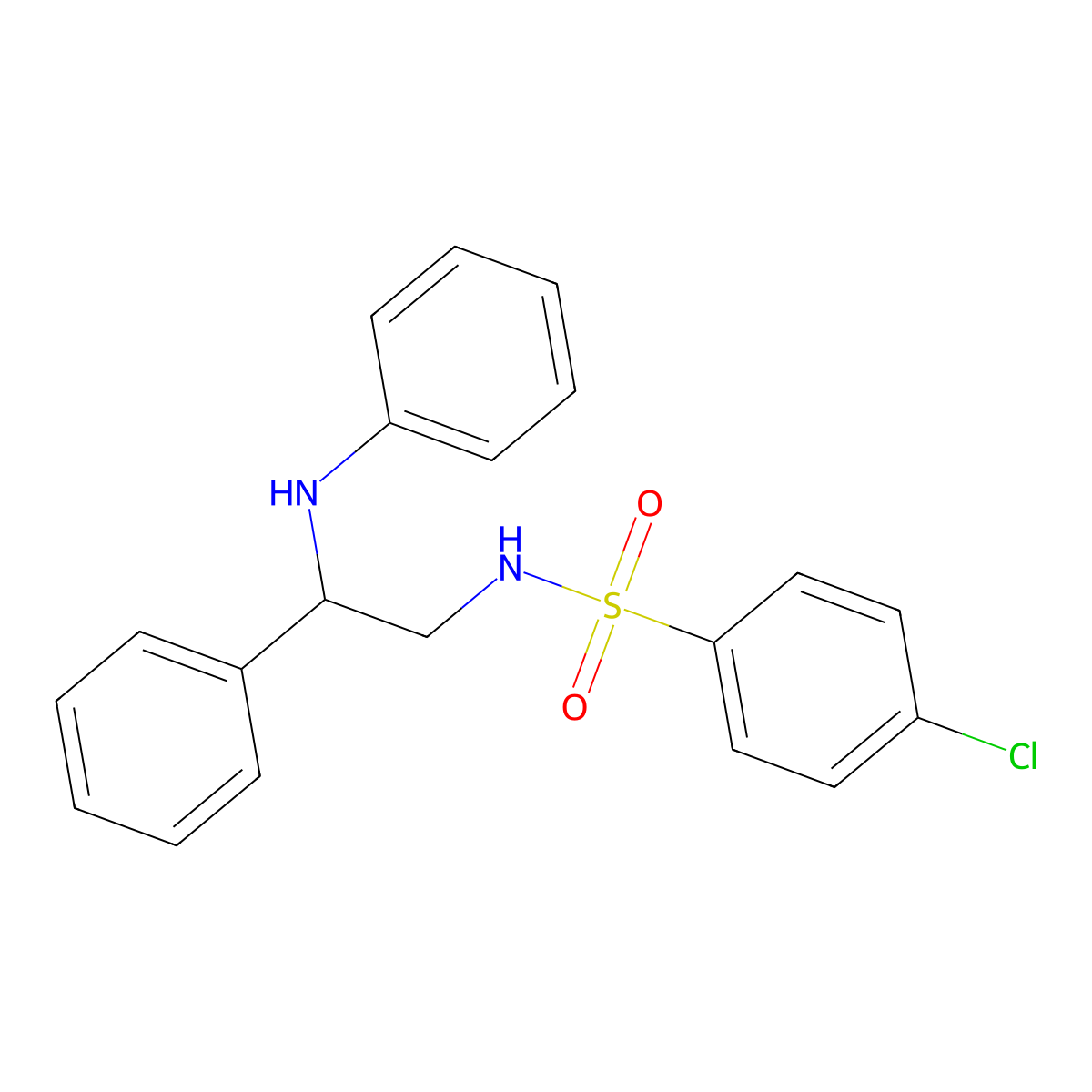 Benzenesulfonamide, 4-chloro-N-[2-phenyl-2-(phenylamino)ethyl]- molecular structure, CAS 112252-40-1