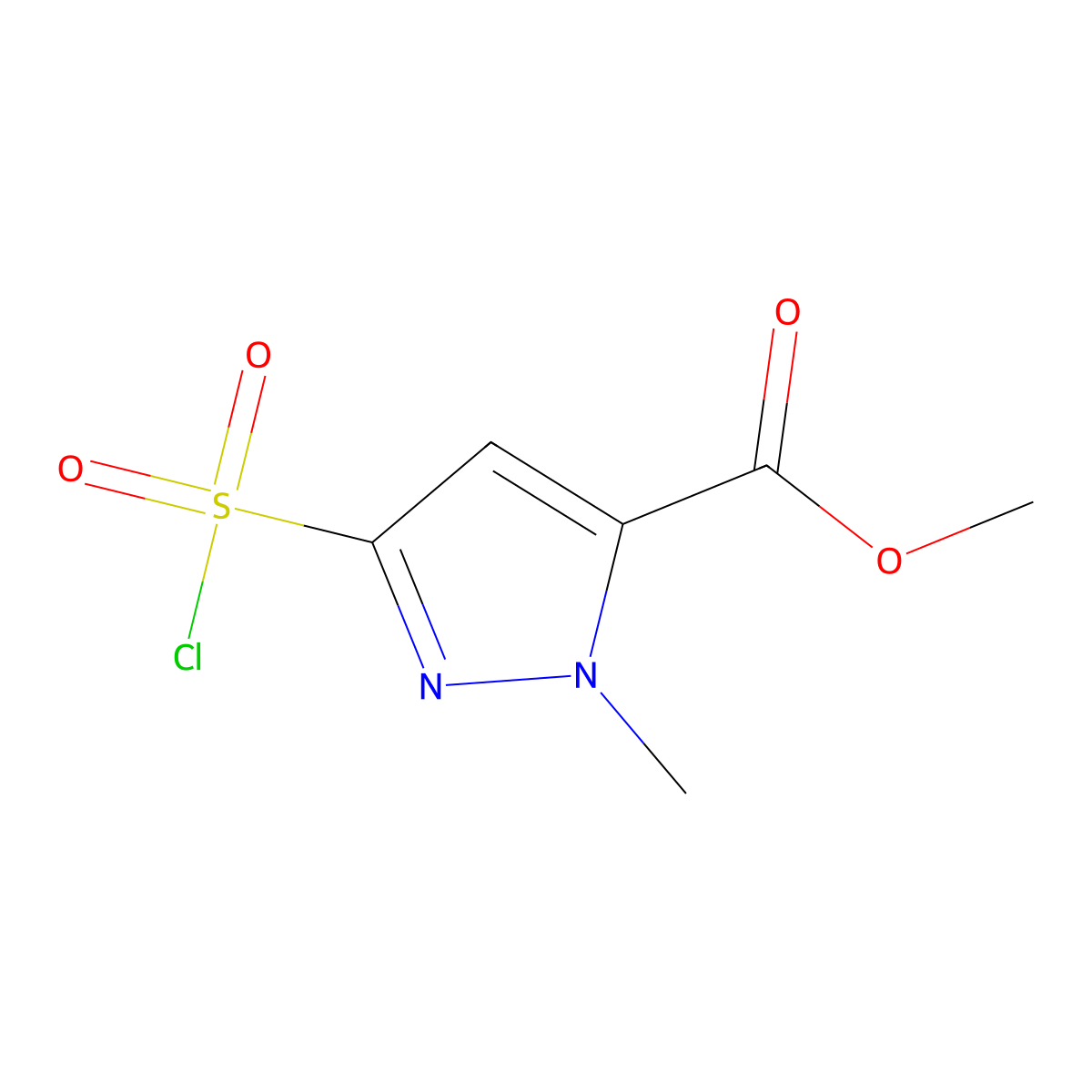 methyl 3-(chlorosulfonyl)-1-methyl-1H-pyrazole-5-carboxylate molecular structure, CAS 1122567-32-1