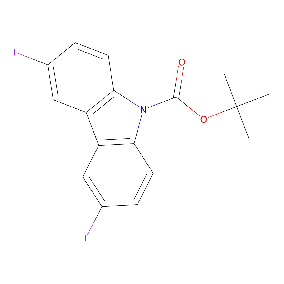 tert-Butyl 3,6-diiodo-9H-carbazole-9-carboxylate molecular structure, CAS 1122624-08-1