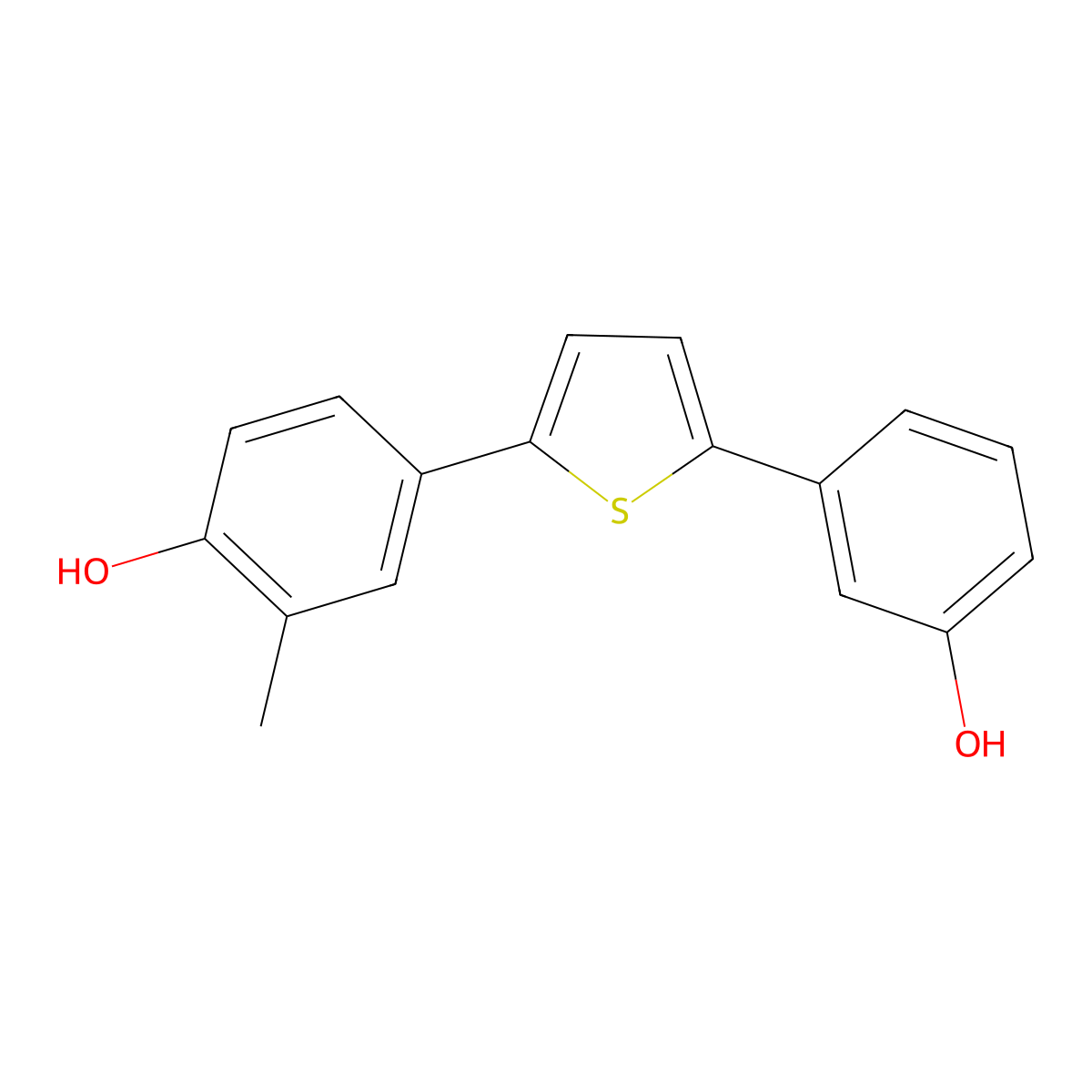 4-(5-(3-Hydroxyphenyl)thiophen-2-yl)-2-methylphenol molecular structure, CAS 1122660-25-6