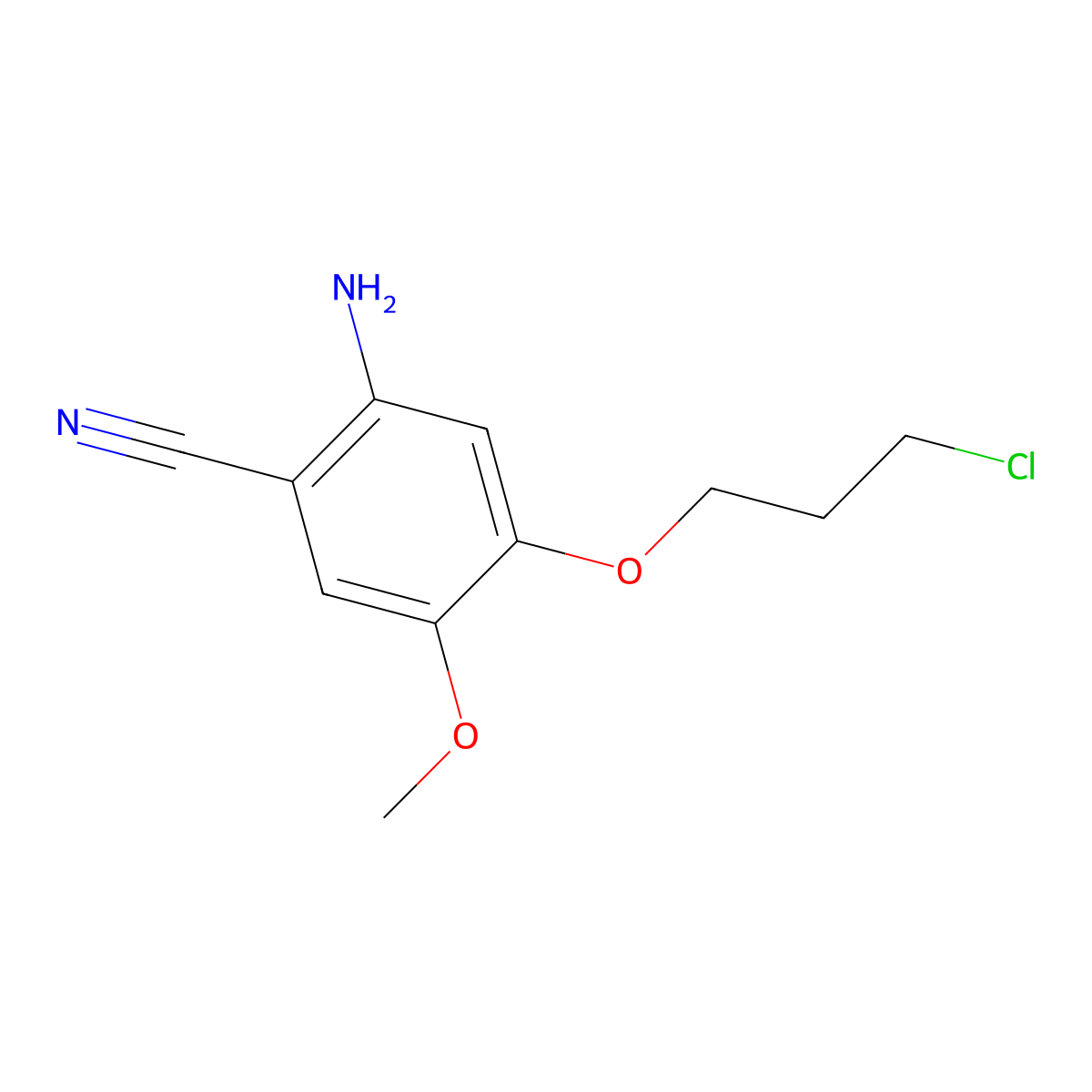 2-Amino-4-(3-chloropropoxy)-5-methoxybenzonitrile molecular structure, CAS 1122661-16-8