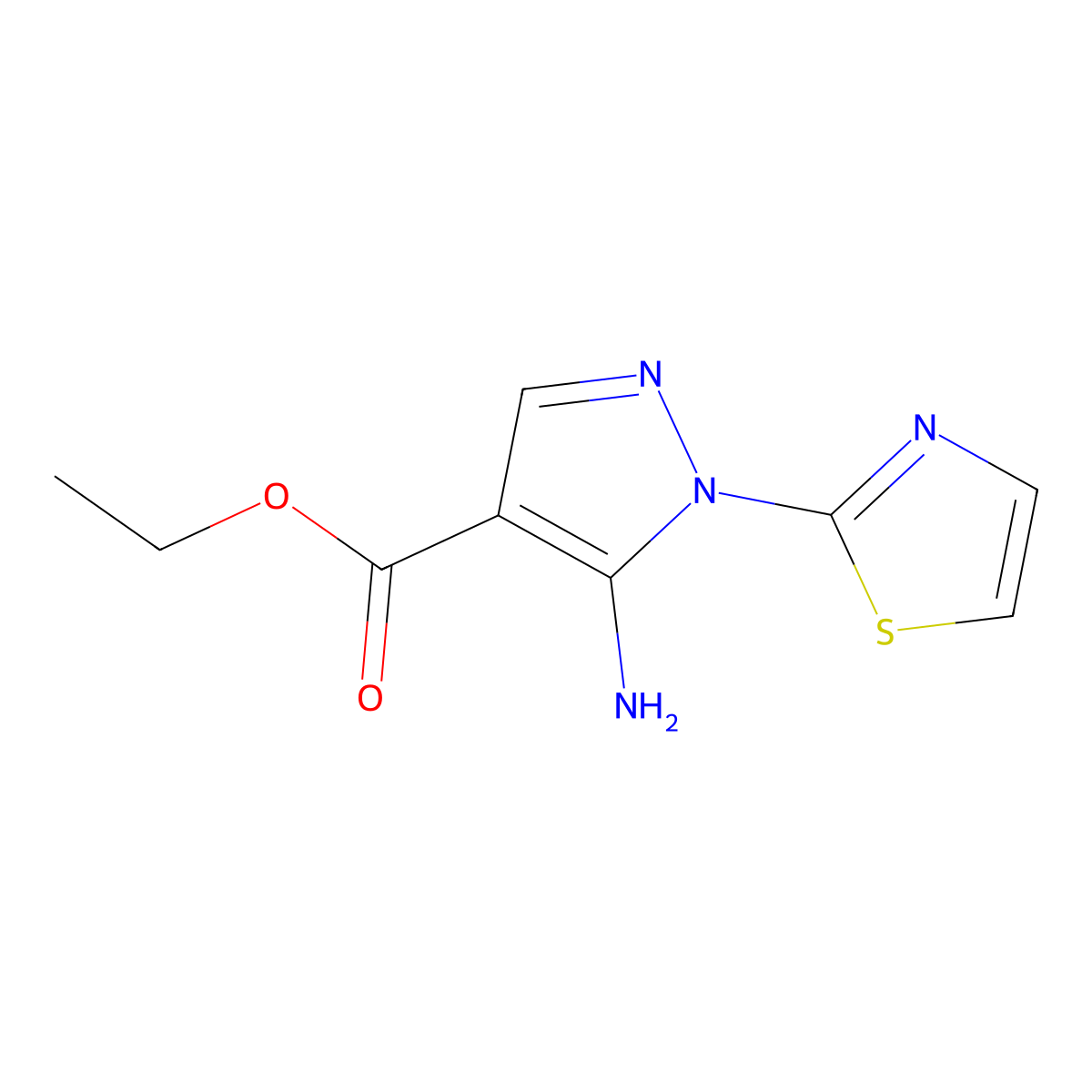 ethyl 5-amino-1-(1,3-thiazol-2-yl)-1H-pyrazole-4-carboxylate molecular structure, CAS 112267-06-8