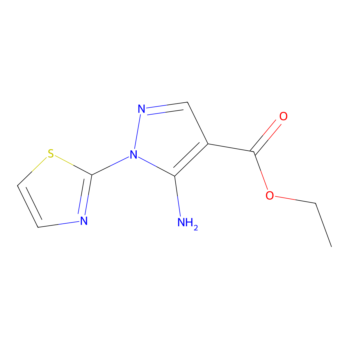 ethyl 5-amino-1-(1,3-thiazol-2-yl)-1H-pyrazole-4-carboxylate molecular structure, CAS 112267-06-8