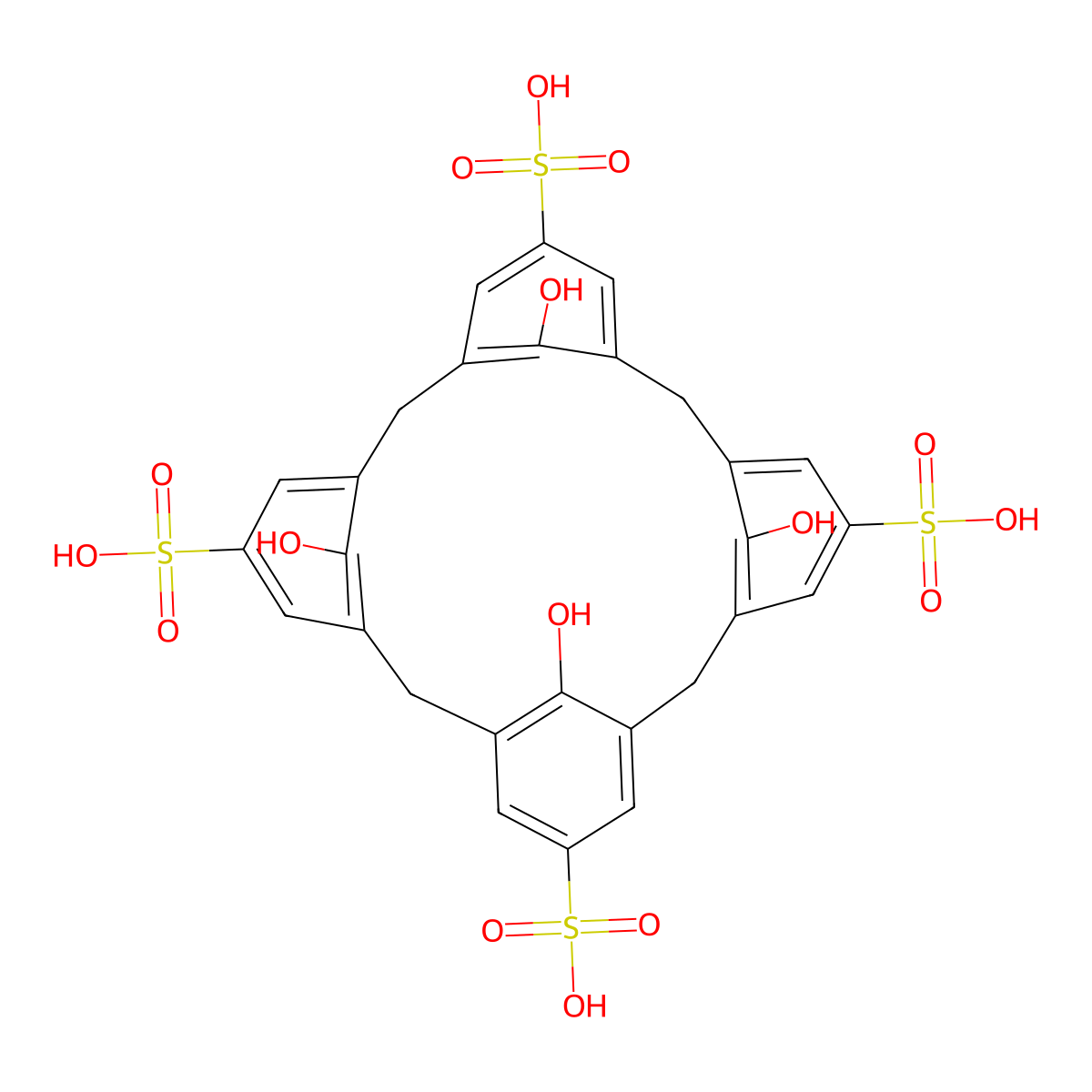 25,26,27,28-Tetrahydroxypentacyclo[19.3.1.13,7.19,13.115,19]octacosa-1(25),3(28),4,6,9(27),10,12,15(26),16,18,21,23-dodecaene-5,11,17,23-tetrasulfonic acid molecular structure, CAS 112269-92-8