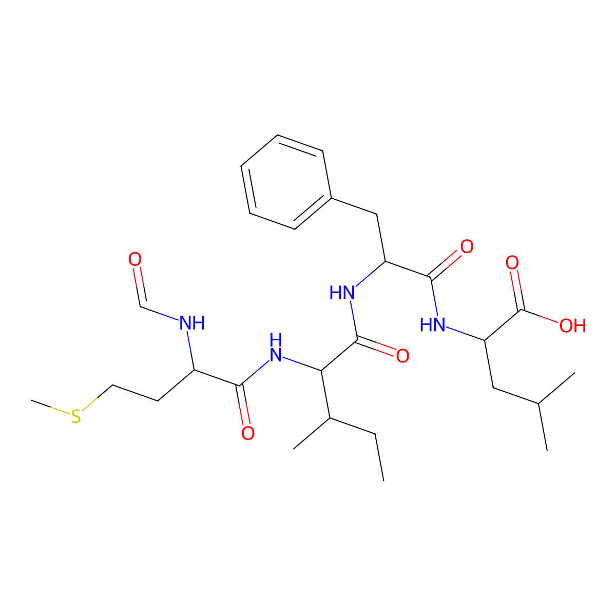 L-Leucine, N-[N-[N-(N-formyl-L-methionyl)-L-isoleucyl]-L-phenylalanyl]- molecular structure, CAS 112275-26-0