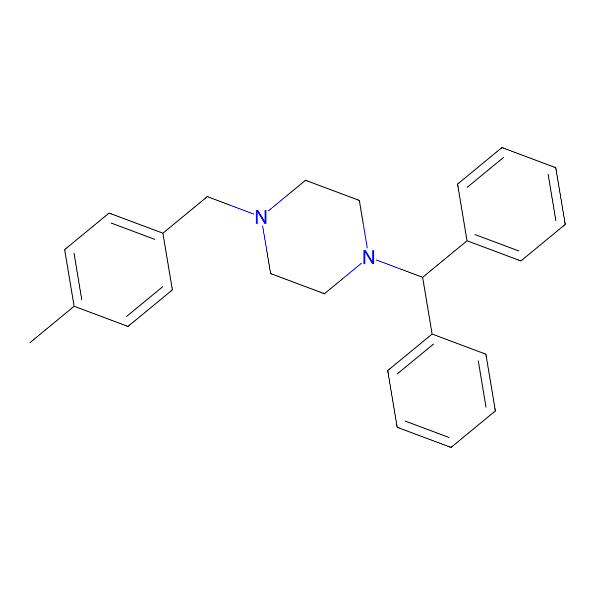 1-(Diphenylmethyl)-4-(4-methylbenzyl)piperazine molecular structure, CAS 112291-99-3