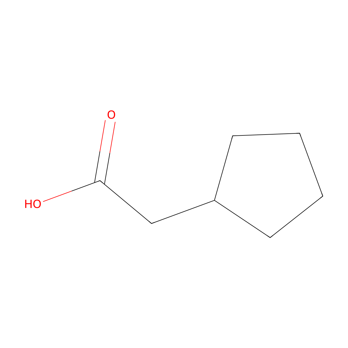 Cyclopentylacetic acid molecular structure, CAS 1123-00-8