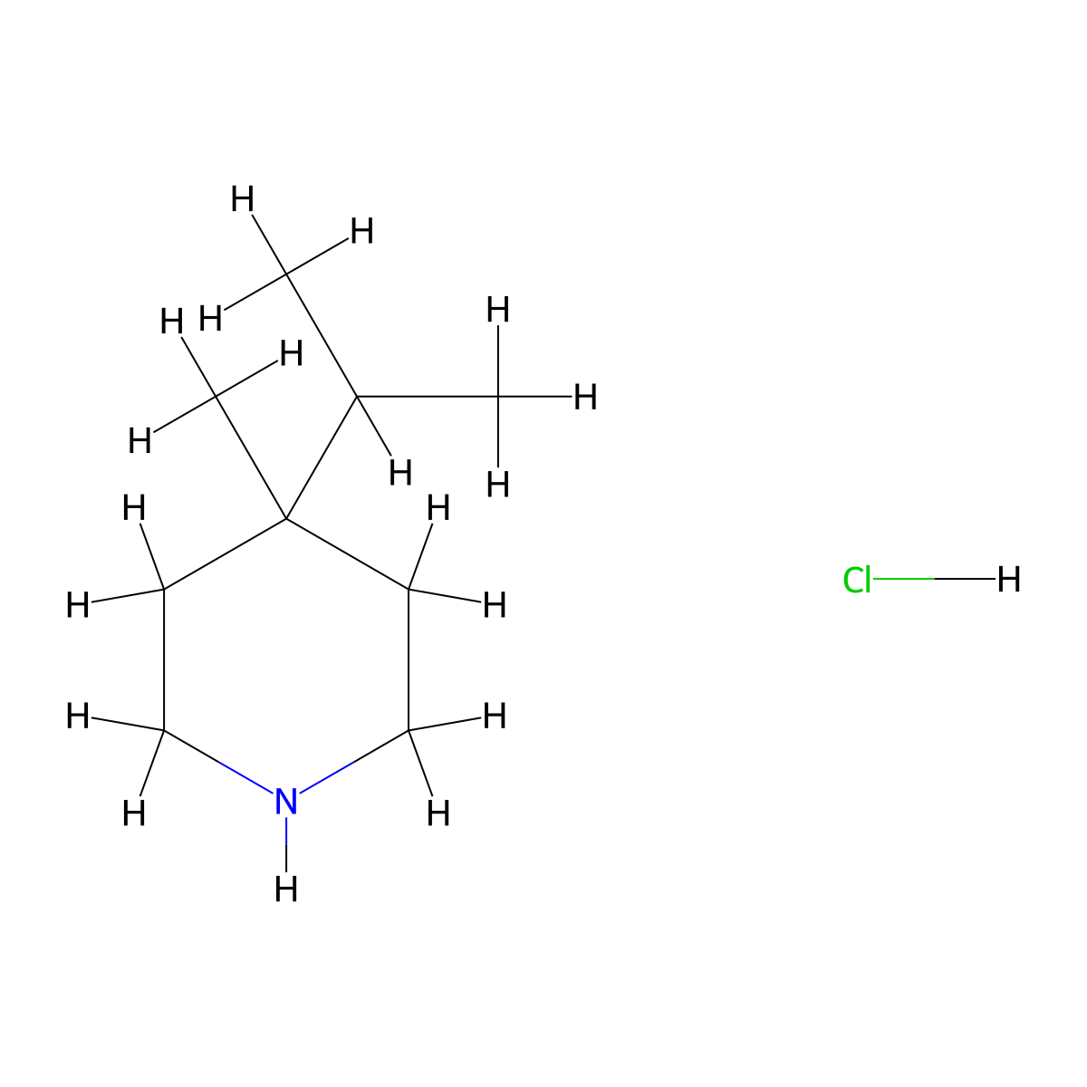 4-Methyl-4-(propan-2-yl)piperidine hydrochloride molecular structure, CAS 1123-23-5
