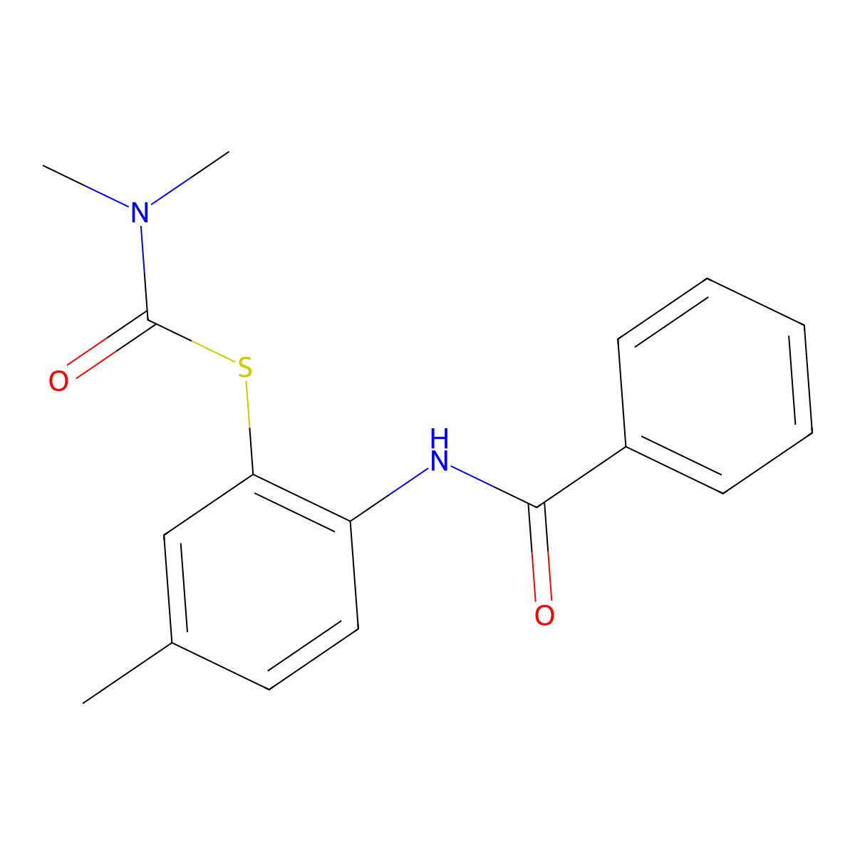 S-{5-methyl-2-[(phenylcarbonyl)amino]phenyl} dimethylcarbamothioate molecular structure, CAS 112308-03-9