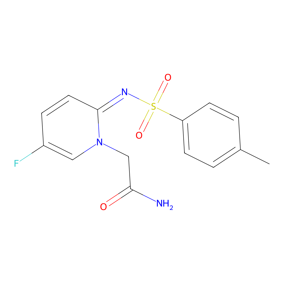 2-[5-Fluoro-2-(toluene-4-sulfonylimino)-2H-pyridin-1-yl]-acetamide molecular structure, CAS 1123163-32-5